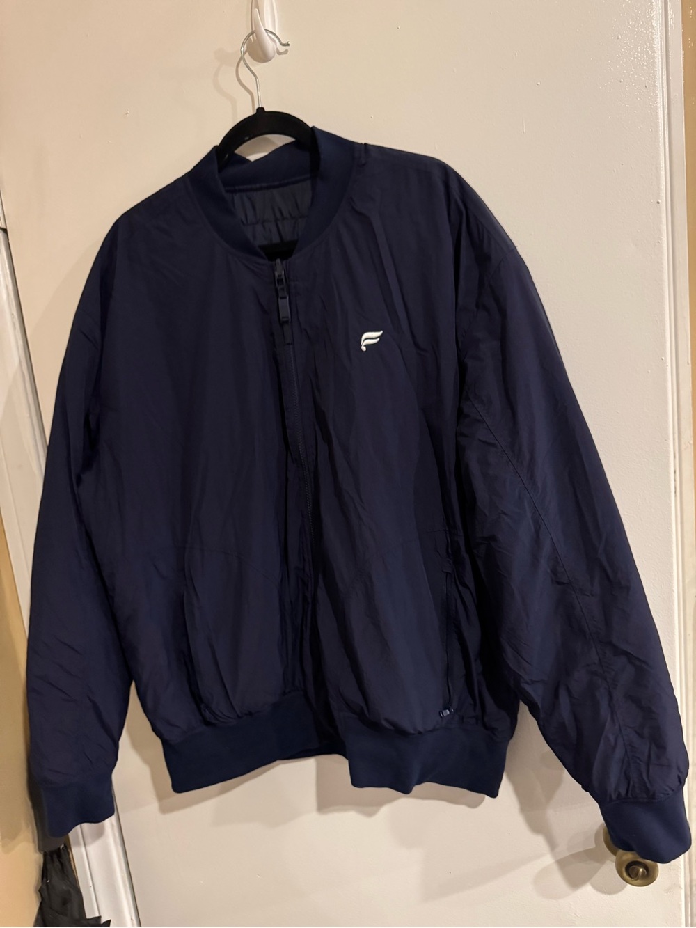 Men's Navy Fabletics Lightweight Reversable Bomber Jacket - Logo Detail